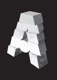 the letter a is made up of white and black blocks on a black background with text below it