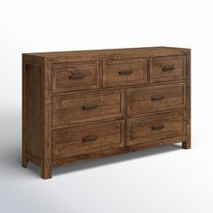 a large wooden dresser with six drawers