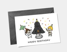 a birthday card with an image of darth vader and friends