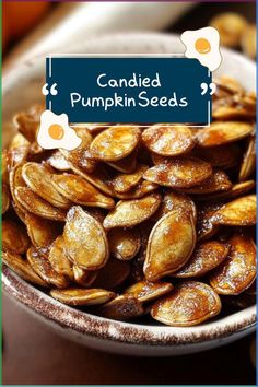 Elevate your autumn snacking with these Spiced Candied Pumpkin Seeds! Infused with warm spices and a touch of sweetness, these crunchy delights are perfect for sharing or enjoying all to yourself. A seasonal must-try that captures the essence of fall! Candied Pumpkin, Popcorn Mix, Pumpkin Seed Recipes, Healthy Swaps, Fall Snacks, Pumpkin Candy, Festive Treats, Delicious Pumpkin, Pumpkin Seeds