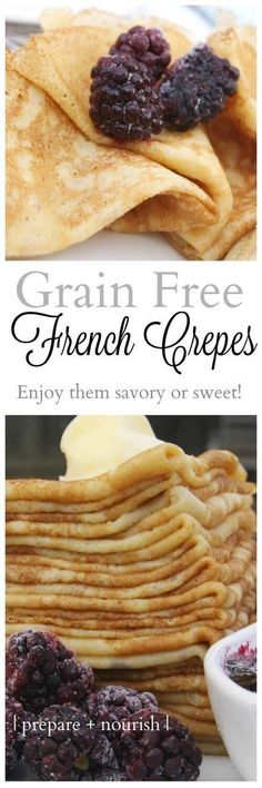 grain free french crepes with blueberries on top