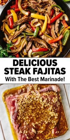 Skillet Steak Fajitas Steak Fajita Instant Pot, Homemade Fajitas Steak, Mixed Fajitas Recipes, Mexican Steak Fajita Recipe, Beef Fajitas On The Grill, Steak Fajitas Crockpot Easy, Authentic Mexican Fajitas, Marinated Steak Fajitas, Tender Steak Fajitas