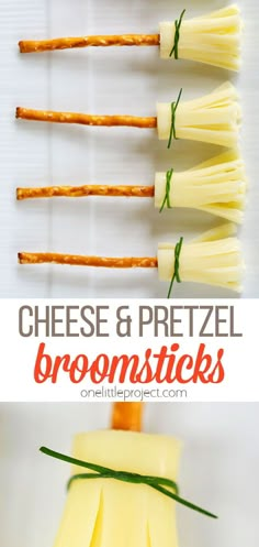 cheese and pretzel brooms are the perfect appetizer for any party