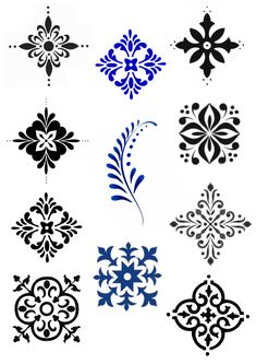 an assortment of different designs on a white background