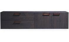 the sideboard is made from wood and has two drawers on each side, one with three