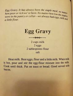 an egg gravy recipe in a book