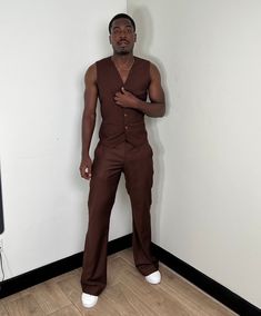 Men 70s Outfit, 70’s Party Outfit, Men 70s Fashion, Black 70s Fashion, Disco Outfit Men, Sinqua Walls, Men Wide Leg Pants, After Party Looks, Disco Halloween