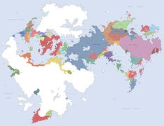 a map of the world with different colored areas