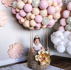 Party Theme Decorations, Baby 1st Birthday Cake, Theme Bapteme, Deco Ballon, Hot Air Balloon Party, Shower Backdrop, Diy Balloon Decorations