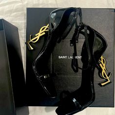 Worn Once Ysl Heels.Got It Too Small But In Great Condition. Shown In Photos The Bottom Has Some Marks. Authentic Heels Brought Through Saks Fifth Avenue. Basically Brand New Designer Heels. Dust Bag Included/ Box Included Dark Feminine Heels, Ysl Heels Outfit Ideas, St Laurent Heels, Ysl Heels Aesthetic, Fancy Black Heels, Ysl High Heels, Expensive High Heels, Branded Heels, Expensive Heels