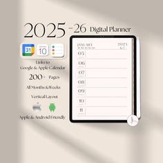 a digital planner with icons and numbers on it