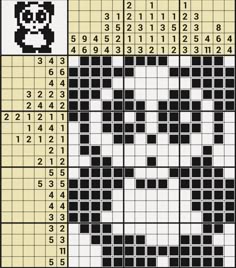 a crossword puzzle with an image of a panda bear on the top and numbers below it