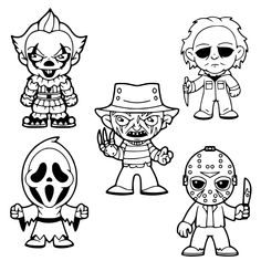 halloween coloring pages for kids to print out and color with the characters in their costumes