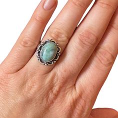 What Is Larimar? Larimar Is A Rare And Unique Blue Gemstone Found Only In The Dominican Republic. Larimar Is Known For Its Striking Blue Color With White Or Light Blue Marbling Patterns Reminiscent Of The Caribbean Sea. This Beautiful Ring Is Brand New. It Is Set In Sterling Silver And Is Size 7. I Love The Vintage Looking Setting. Elegant Blue Larimar Turquoise Ring, Turquoise Larimar Ring In Silver, Luxury Blue Larimar Ring, Unique Silver Larimar Rings, Blue Larimar Hypoallergenic Jewelry, Unique Blue Larimar Jewelry, Blue Gemstones, Womens Jewelry Rings, Blue And Silver