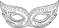 a black and white drawing of a masquerade mask