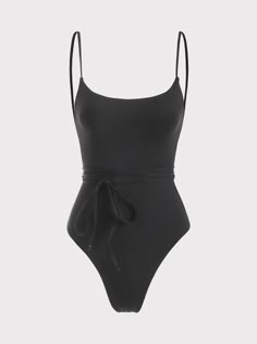 Backless Tie One-Piece Swimsuit & Reviews - Black - Sustainable One-Pieces | BERLOOK Black Attire, Capsule Closet, Bathing Suits One Piece, Swimsuit Material