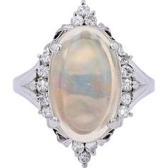 Opulent Platinum 3.00 Carat Opal and Diamond Ring Opal And Diamond Ring, Diamond Birthstone, The Jewel, Platinum Ring, Ethereal Beauty, Treasure Chest, 3 Carat, Opal Rings, Jet Set