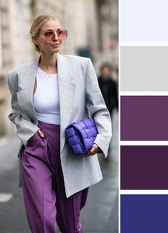 Purple Pants Outfit, Classic Fashion Looks, Trends 2025, Cute Work Outfits, Winter Color Palette, Purple Outfits