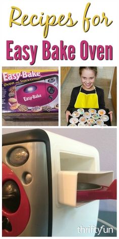 the cover of an easy bake oven cookbook, with pictures of baking equipment