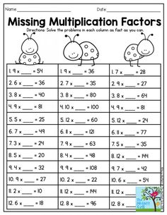 worksheet for missing subtitles to help students learn how to solve the missing numbers