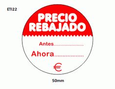 an image of a label with the words precio rebajado in spanish