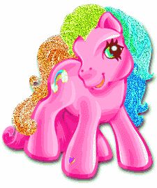 a pink pony with glitter on its face