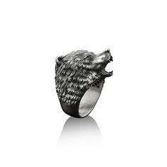 Scandinavian Bear Handmade Sterling Silver Men Biker Ring, Nordic Bear Animal Ring, Grizzly Bear Silver Men Punk Mens Jewelry, Ring For Men This lovely Bear handamde ring is perfect for daily wear. It is crafted from fine 925K silver and has the most intricate details that are sure to catch the eye of anyone who sees it. Handcrafted with love and joy, this ring will be with you for years to come, possibly even taking its place as a family heirloom for generations to come! With its detailed handm Animal Ring, Bear Animal, Handmade Wooden Boxes, Biker Rings, Gothic Rings, Animal Rings, Female Male, Grizzly Bear, Ring For Men