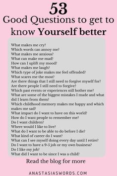 53 questions to get to know yourself better To Know Yourself, Get To Know Myself Journal, Getting To Know Myself Questions, Life Questions To Ask Yourself, Question To Know Yourself, Getting To Know Yourself Questions, Questions To Know Yourself Better, Journal Prompts To Get To Know Yourself, Questions To Get To Know Yourself