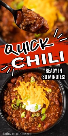 the recipe for quick chili is ready in 30 minutes