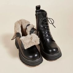 Casual and supportive orthopedic Shoes Platform Ankle Boots, Fur Boots, Retro Stil, Winter Shoes, British Style, Black Ankle Boots, Winter Boot, Women Collection, Jumpsuits For Women