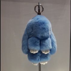 Very Soft And Cute Keychain Bag Charm. Real Fur Bunny Purse Charm. Blue Color - Length Approximately 7 Inches. With Gold Hardware. Bunny Purse, Keychain Blue, Cute Slippers, Rex Rabbit, Keychain Bag, Cute Keychain, Purse Charms, Real Fur, Gold Hardware