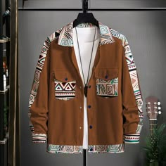 Afro Clothes, African Jacket, Artistic Clothing, Guys Fashion Casual, African Shirts, Shirt Print Design