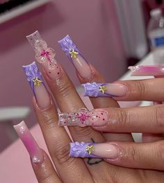 follow @notsimone1 for more Glamour Nails, Acrylic Nails Coffin Pink, Nails Only, Unique Acrylic Nails, Bling Acrylic Nails, Kawaii Nails