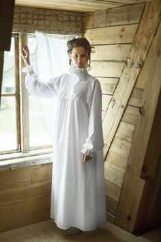 Victorian Winter - cotton nightgown, vintage inspired, victorian, vintage nighty | eBay English Winter, Victorian Winter, Nightgown Vintage, Victorian Nightgown, Victorian Times, Gown Vintage, Eileen West, Cotton Nightgown, Vintage Nightgown