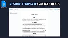 the resume template for google docs is displayed in this screenshote screen shot