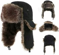 Trapper Hat Men, Russian Hat, Aviator Hat, Ski Hat, Faux Fur Hat, Ski Hats, Winter Cap