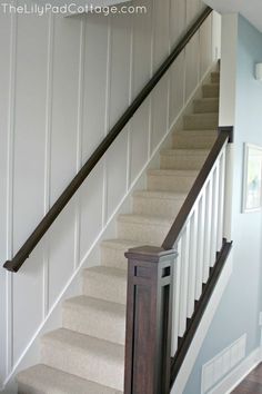 the stairs in this house are painted white