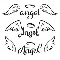 angel wings with the words angel and an inscription