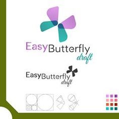 the logo for easybutterfly craft is shown in purple, green and white