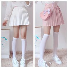 Kawaii Harajuku Fashion, Love Embroidery, White Pleated Skirt, Cute Skirt Outfits, Kawaii Clothes, Cute Skirts, Harajuku Fashion, Japan Fashion, Girly Outfits