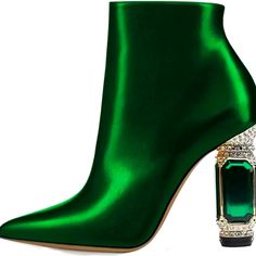 This Item Is A Final Sale. No Returns, Refunds, Or Exchanges Allowed. Absolutely No Exceptions Made. All Other Items Pictured Are Priced And Sold Separately. Luxury Heeled Boots With Round Toe For Parties, Luxury Boots With Sculpted Heel For Galas, High Heel Boots Ankle Green, Emerald Green Knee High Boots, Luxury Heeled Boots With Metal Feet For Women, Green Velvet Boots Knee Highs, Green Satin Boots, Emerald Green Heeled Boots, Luxury Glamorous Heeled Boots For Evenings