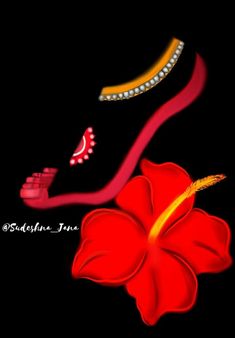 a red flower on a black background