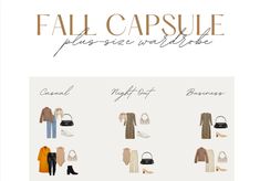 "This Plus-Size Fall 2022 Capsule Wardrobe will help you create a custom, elegant fall wardrobe. Includes 16 outfit diagrams to help you pull together outfit ideas and an \"Outfit Formula\" cheat sheet to inspire you to wear different combinations.  All of the items are available in extended sizes up to a 3x minimum, from favorite retailers like Nordstrom, Spanx, Reformation, Abercrombie and Good American. I have provided links to shop all of the items featured, and ensured they were long-lasting, high-quality pieces in natural materials that can transition into other seasons and occasions.  The outfit diagrams contain inspiration to attain a Parisian-inspired wardrobe. From casual looks with sneakers to date nights out, to boardroom-appropriate workwear.  I've also included a resource of Fall 2022 Capsule Wardrobe, 2022 Capsule Wardrobe, Plus Size Herbst, Plus Size Capsule Wardrobe, Plus Size Fall, Outfit Formulas, Elegant Fall, Casual Night Out, Fall Capsule Wardrobe