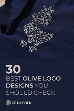 a blue bag with the words 30 best olive logo designs you should check on it