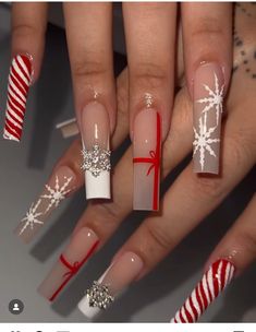 December Nails Square, Acrylic Nails Almond Shape, Nyc Nails, December Nails, Long Acrylic Nail Designs, Hard Nails, Real Christmas