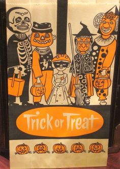 a trick or treat bag with halloween characters on it