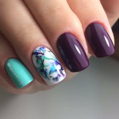 Nail Design Ideas | ایده‌های طراحی ناخن | Cute acrylic nails, Nails, Purple nails Purple Turquoise Nails, Turquoise Nail Designs Summer, Purple And Turquoise Nails, Galaxy Nail, Galaxy Nail Art, Turquoise Nails, Art Designs Ideas, Manicure Nail Designs, Galaxy Nails