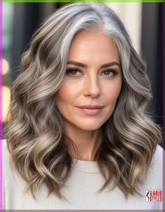 Going Gray Balayage, Gray Brown Blonde Hair, Gray Root Balayage, Blonde Balayage For Greying Hair, Going Grey Hair Transition, Gray Hair Growing Out Highlights, Dark Blonde Grey Blending, Silver Blending Highlights, Blending Gray Hair With Auburn