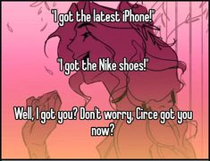 an anime character with text that reads, i got the latest phone? got the nike shoes