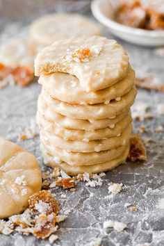 a stack of cookies sitting on top of a table